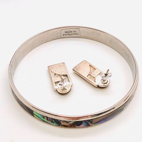 Vintage Abalone Earrings & Bangle Bracelet - Picture 9 of 12